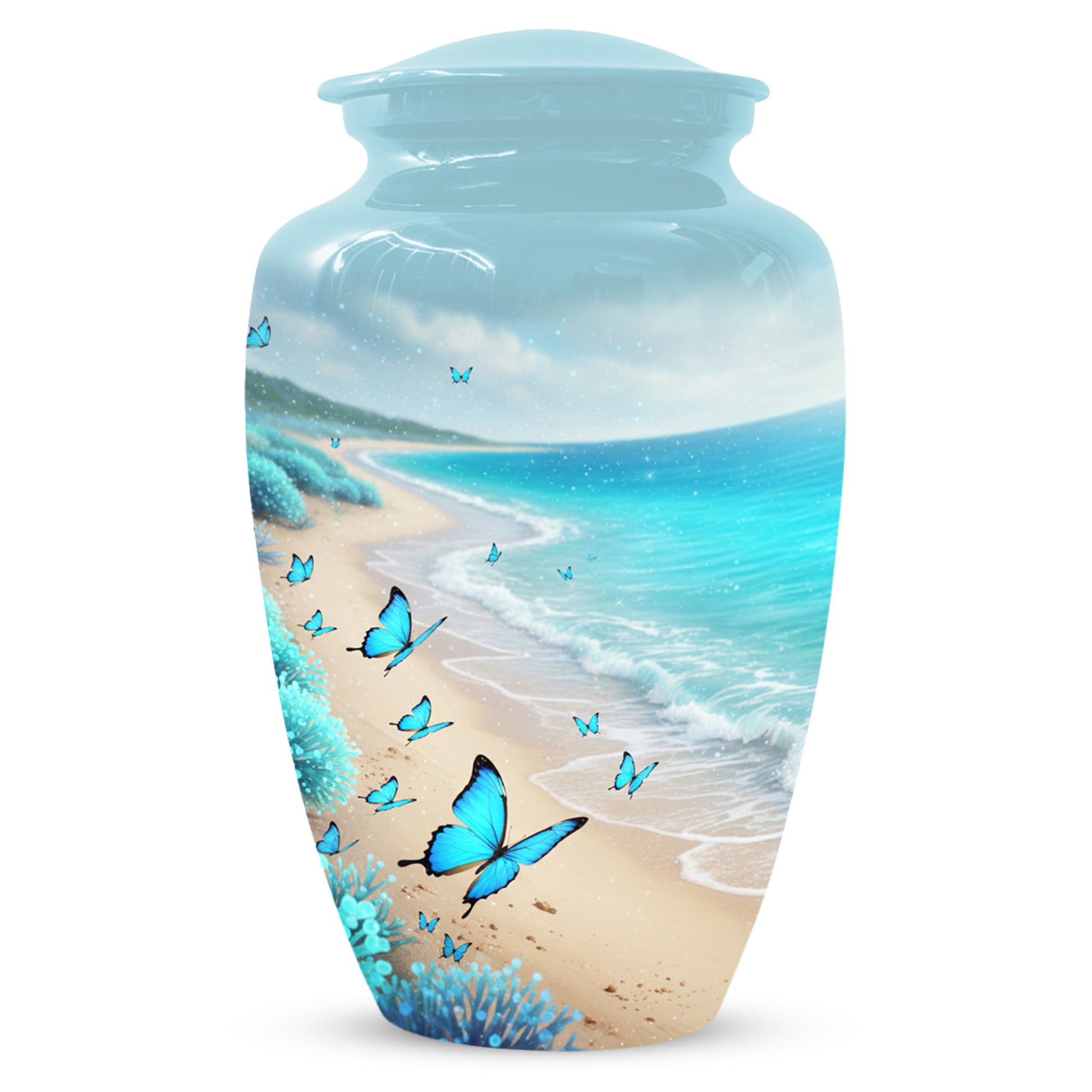 Personalized Butterfly Beach Urn for Mom – Ocean Cremation Urn for Ashes