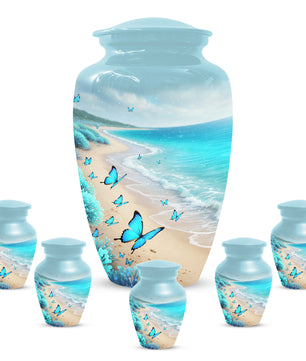 Personalized Butterfly Beach Urn for Mom – Ocean Cremation Urn for Ashes