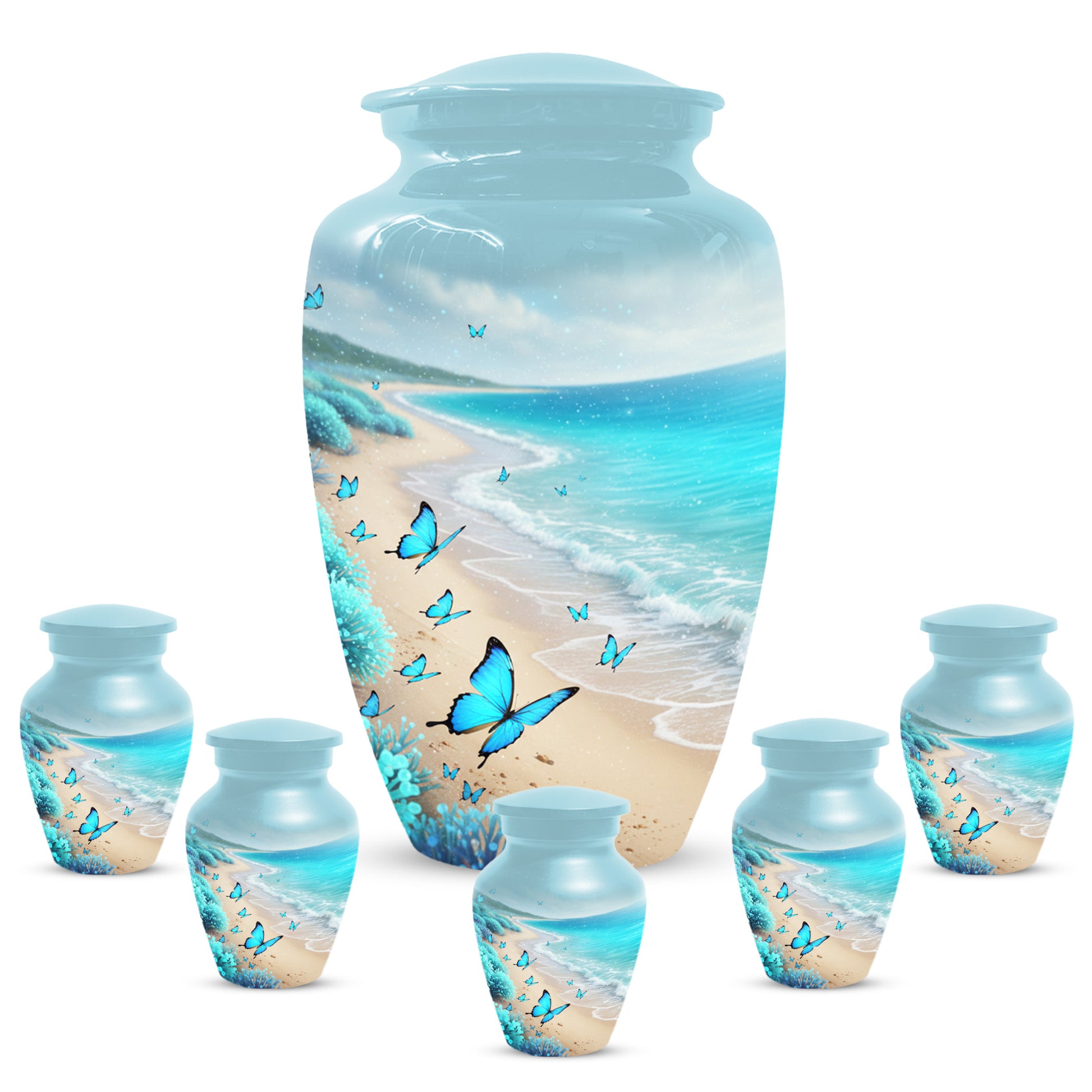 Personalized Butterfly Beach Urn for Mom – Ocean Cremation Urn for Ashes