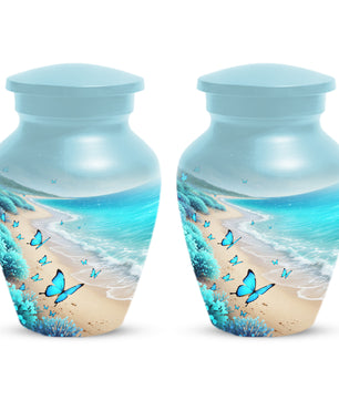 Personalized Butterfly Beach Urn for Mom – Ocean Cremation Urn for Ashes