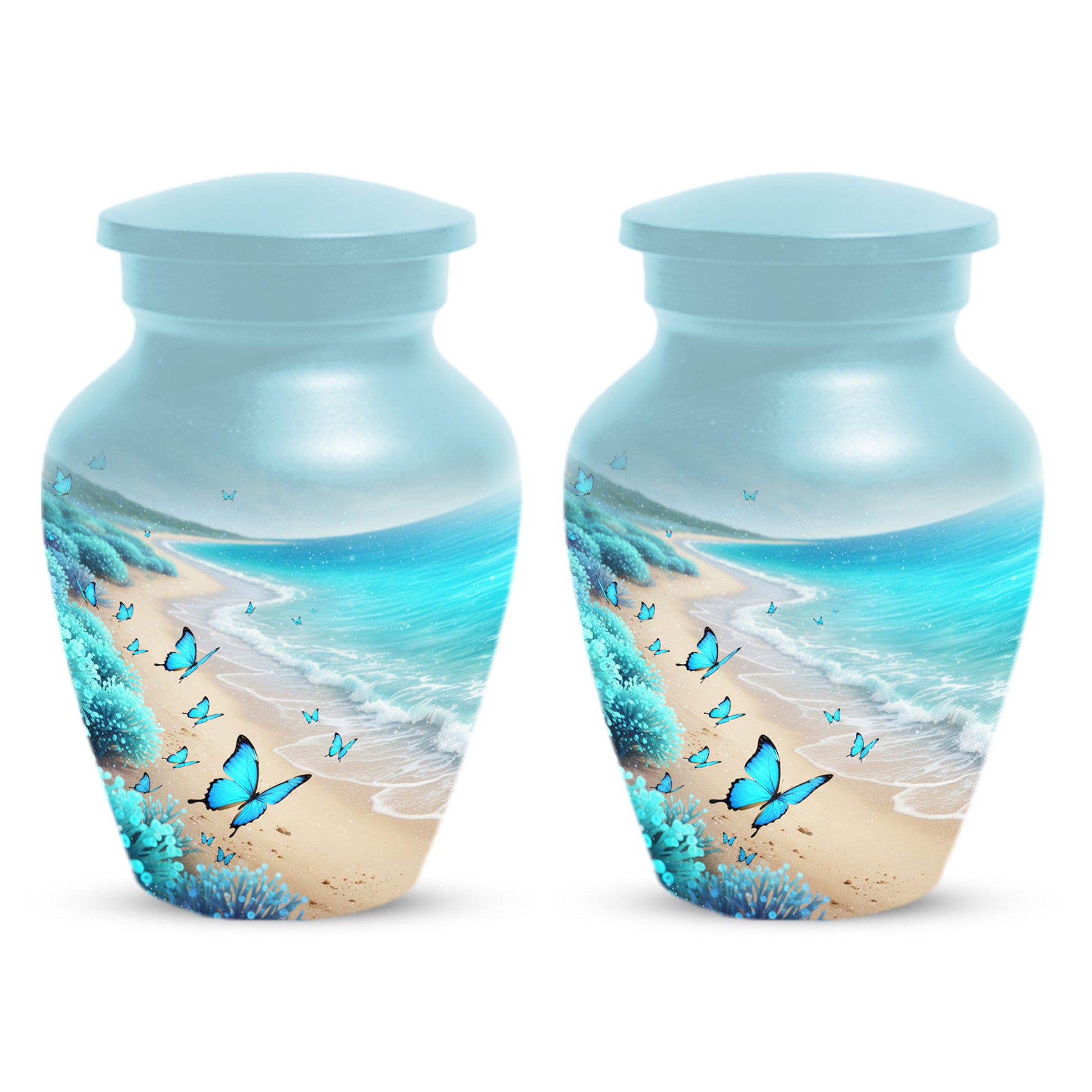 Personalized Butterfly Beach Urn for Mom – Ocean Cremation Urn for Ashes