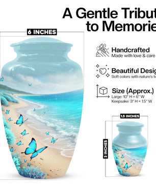 Personalized Butterfly Beach Urn for Mom – Ocean Cremation Urn for Ashes