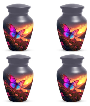 Pink Blue Butterfly Urn for Human Ashes | Elegant Pink Blue Butterfly Cremation Urn for Adult Ashes