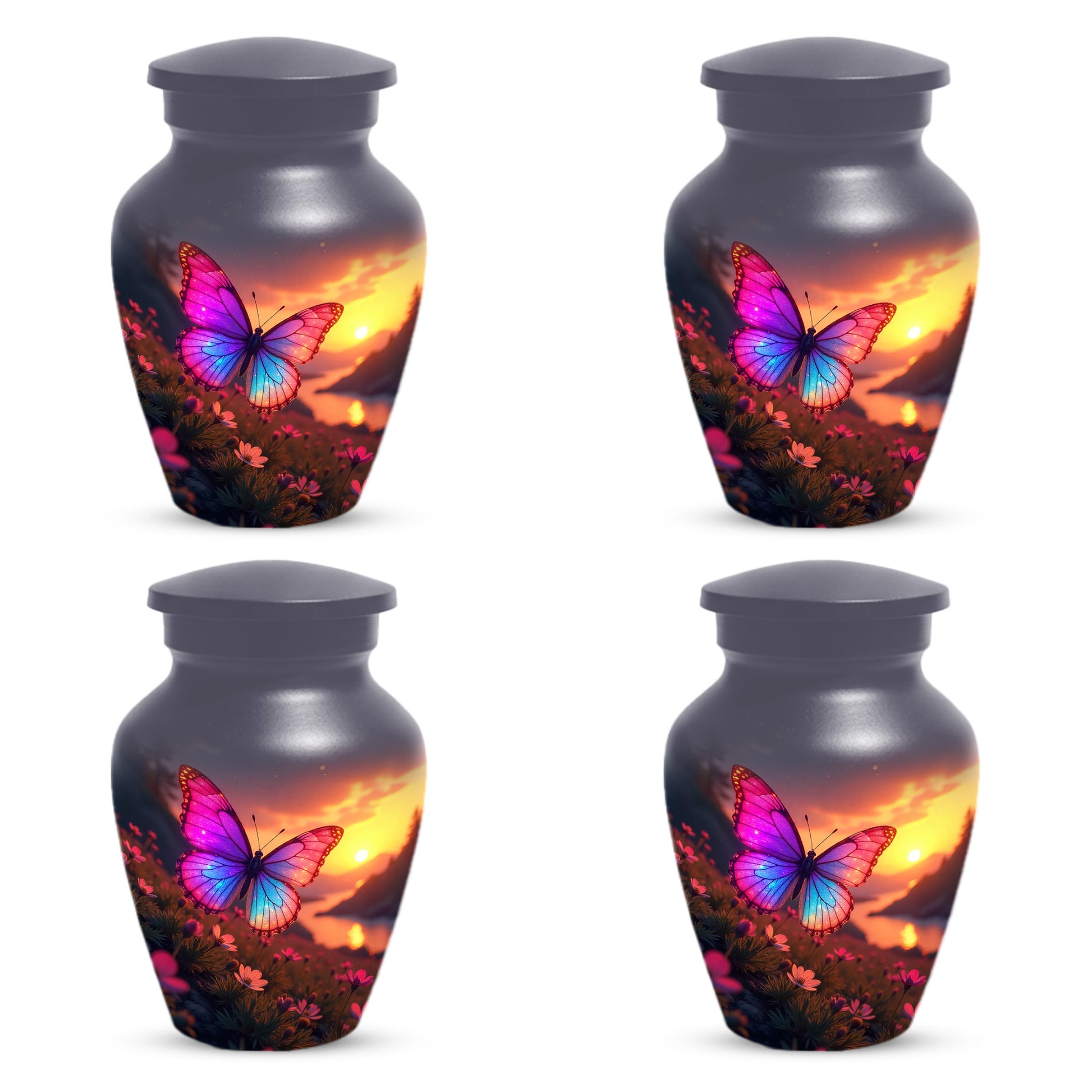 Pink Blue Butterfly Urn for Human Ashes | Elegant Pink Blue Butterfly Cremation Urn for Adult Ashes