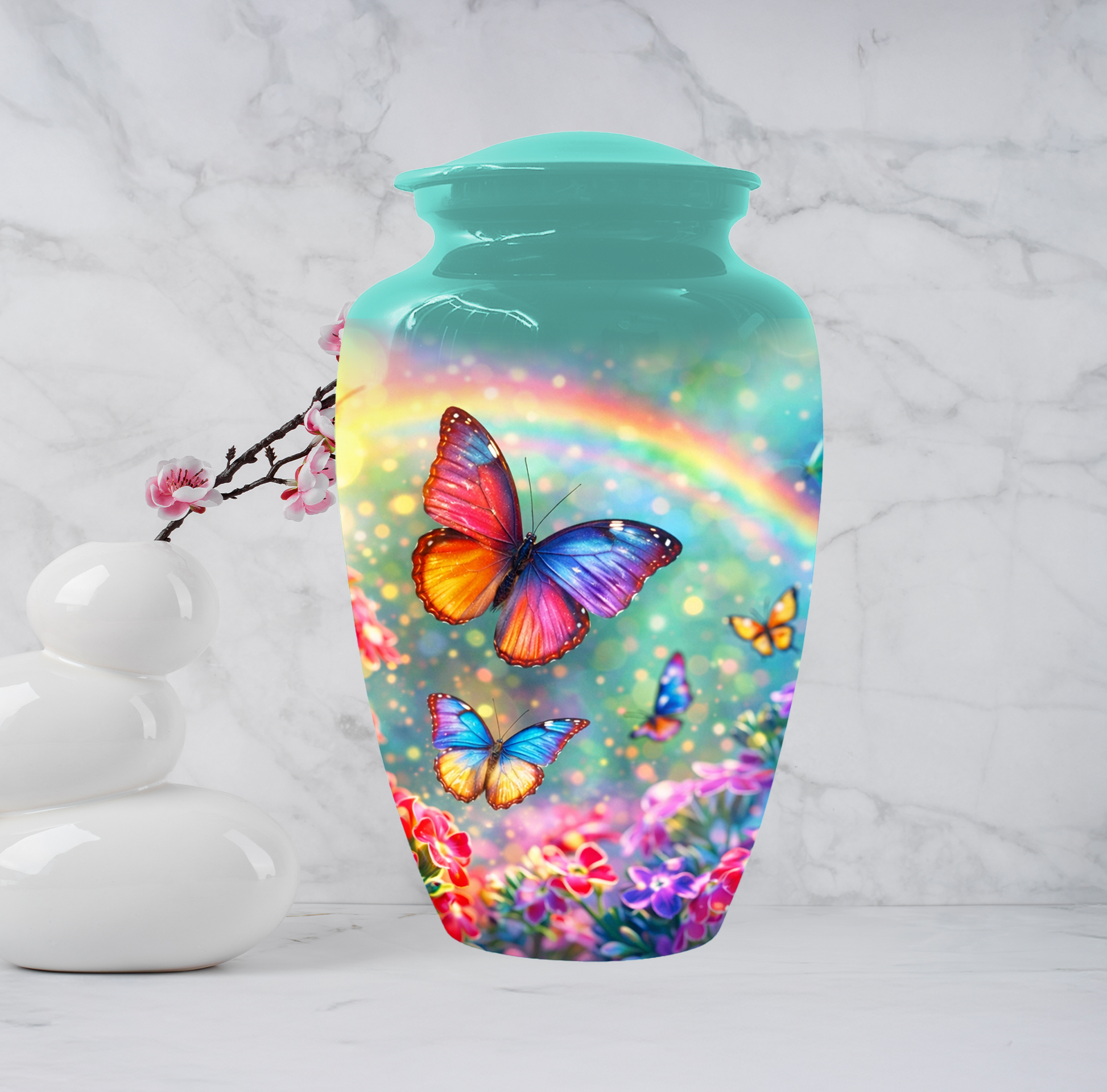 Butterfly Rainbow Memorial Urn for Ashes, Custom Butterfly Cremation Urn, Urn for Mom