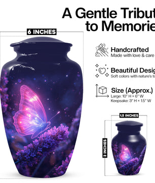 Purple Butterfly Urn for Human Ashes | Elegant Purple Butterfly Cremation Urn for Adult Ashes