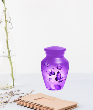 Purple Butterfly Memorial Urn for Ashes, Custom Butterfly Cremation Urn