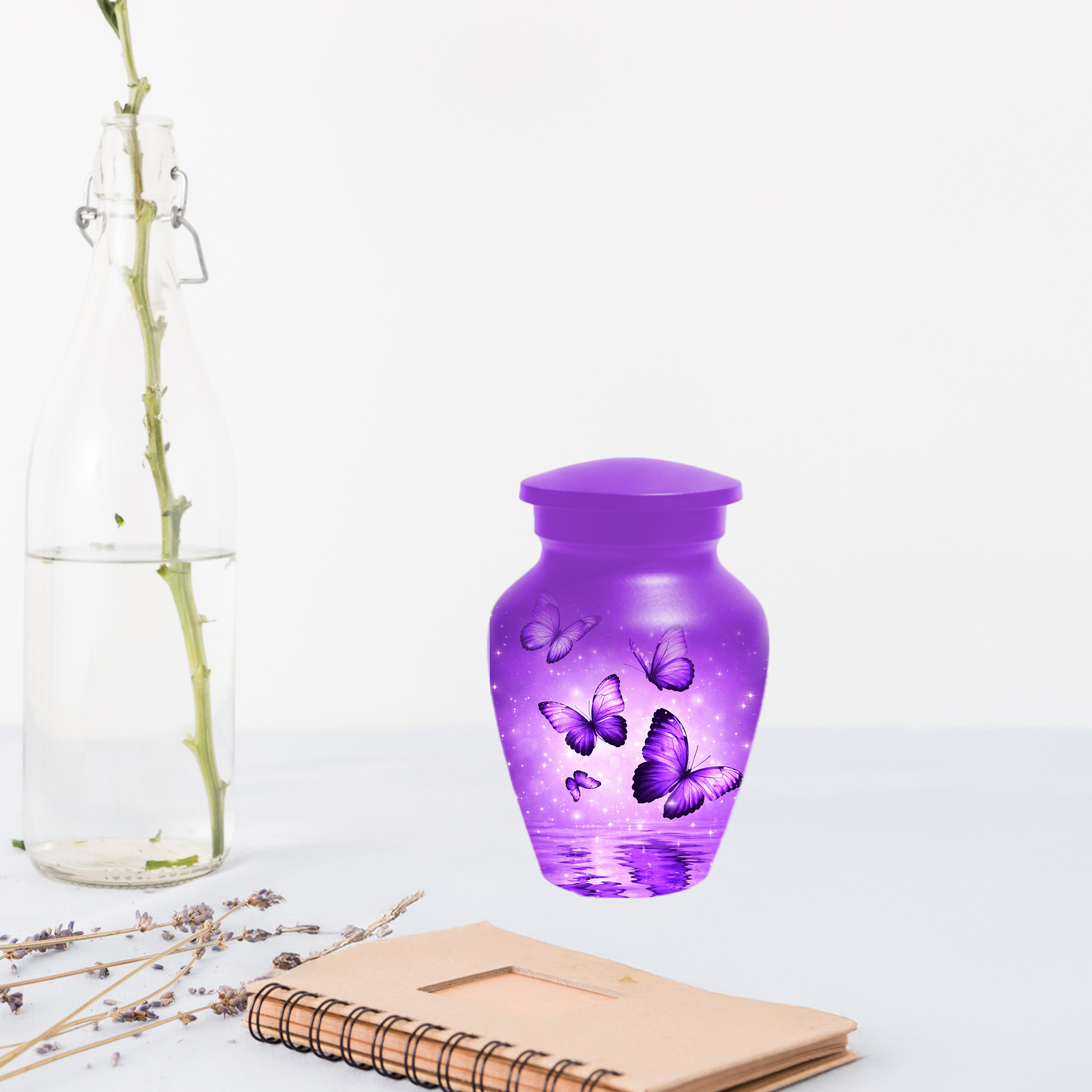 Purple Butterfly Memorial Urn for Ashes, Custom Butterfly Cremation Urn