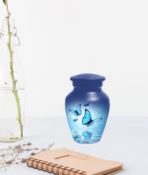 Blue Butterfly Urn for Ashes, Custom Butterfly Cremation Urn, Memorial Urn for Mom
