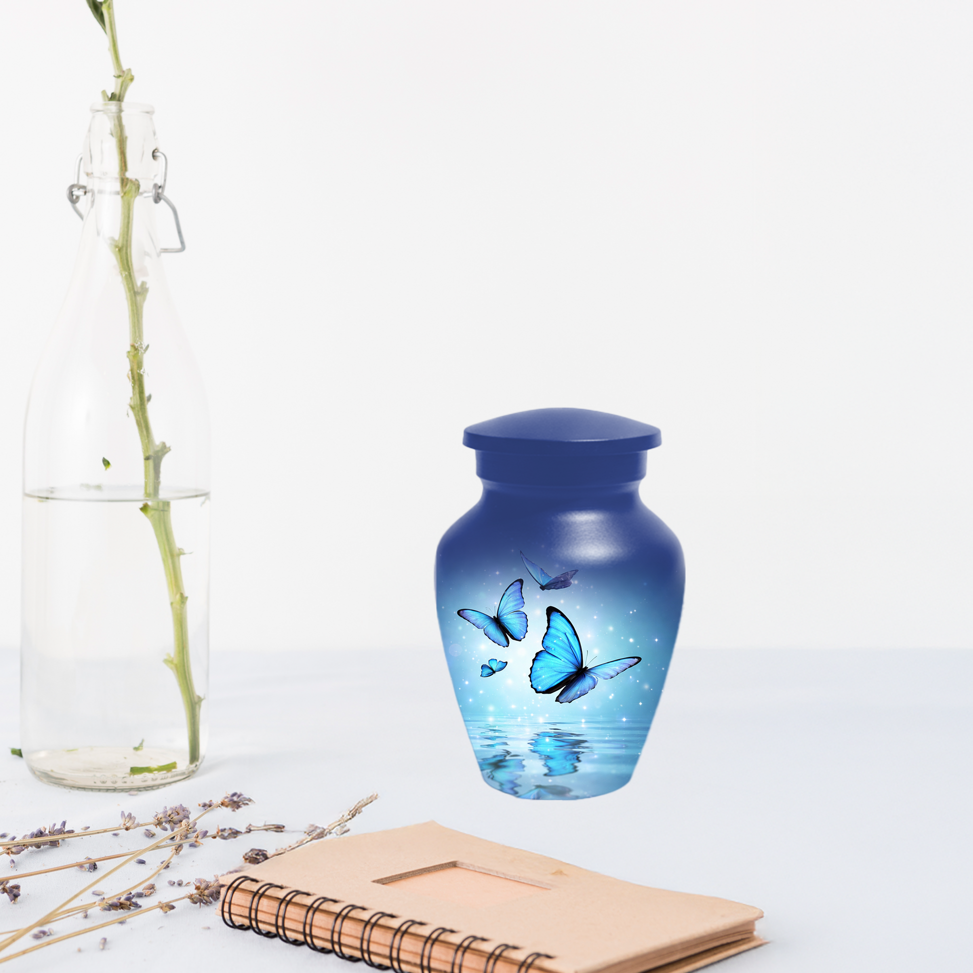 Blue Butterfly Urn for Ashes, Custom Butterfly Cremation Urn, Memorial Urn for Mom