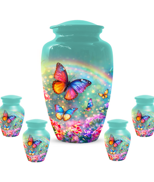 Butterfly Rainbow Memorial Urn for Ashes, Custom Butterfly Cremation Urn, Urn for Mom
