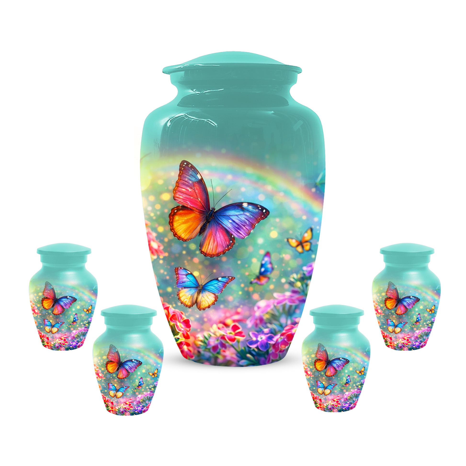 Butterfly Rainbow Memorial Urn for Ashes, Custom Butterfly Cremation Urn, Urn for Mom