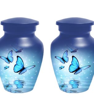 Blue Butterfly Urn for Ashes, Custom Butterfly Cremation Urn, Memorial Urn for Mom