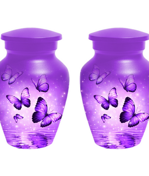 Purple Butterfly Memorial Urn for Ashes, Custom Butterfly Cremation Urn