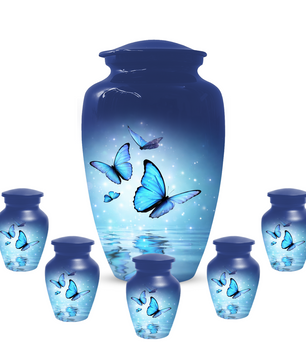 Blue Butterfly Urn for Ashes, Custom Butterfly Cremation Urn, Memorial Urn for Mom