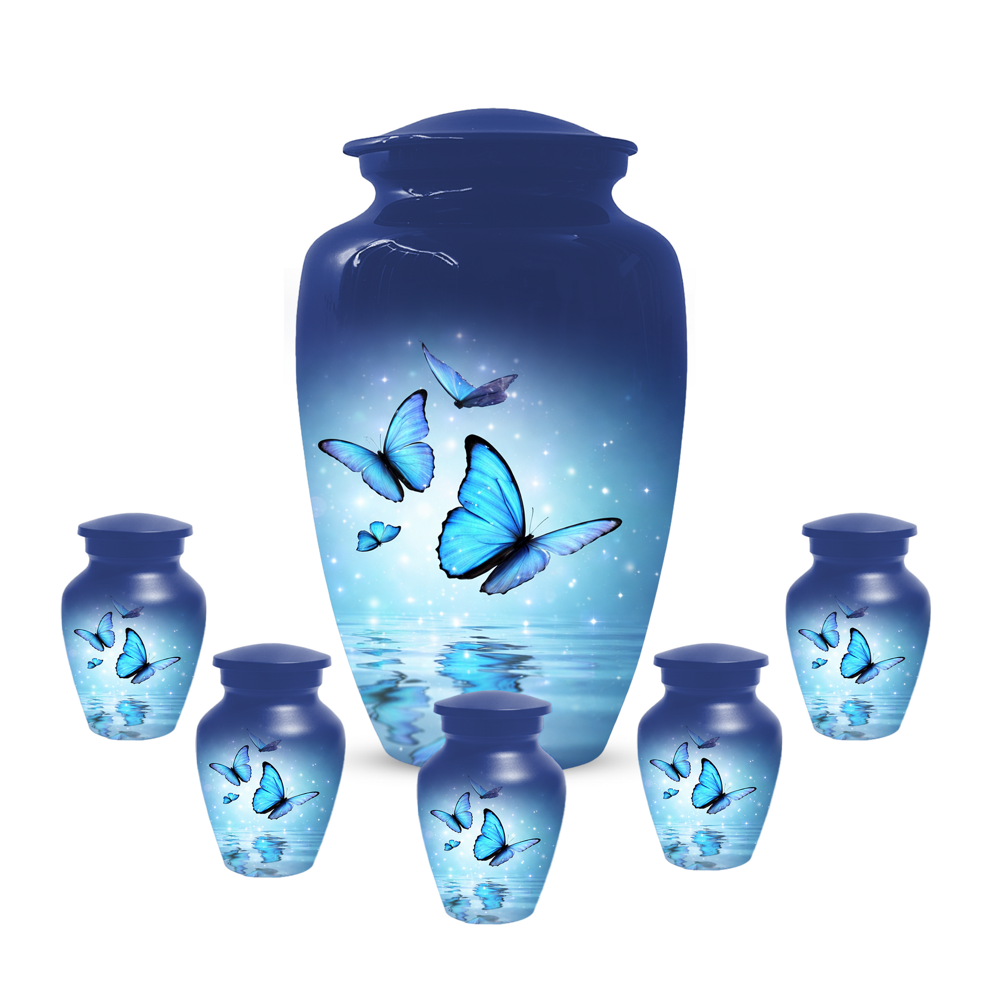 Blue Butterfly Urn for Ashes, Custom Butterfly Cremation Urn, Memorial Urn for Mom
