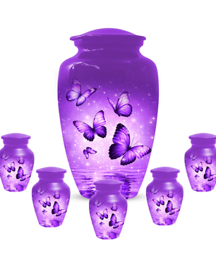 Purple Butterfly Memorial Urn for Ashes, Custom Butterfly Cremation Urn