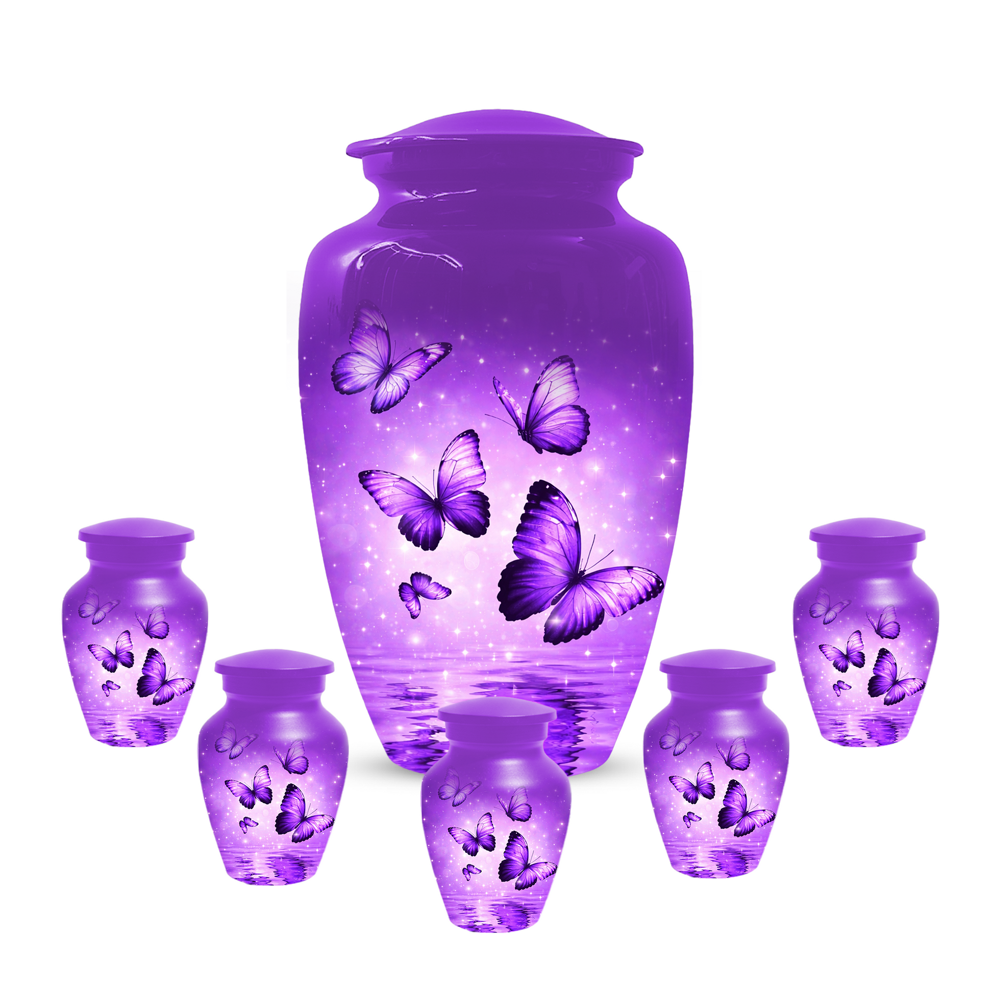 Purple Butterfly Memorial Urn for Ashes, Custom Butterfly Cremation Urn