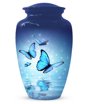 Blue Butterfly Urn for Ashes, Custom Butterfly Cremation Urn, Memorial Urn for Mom