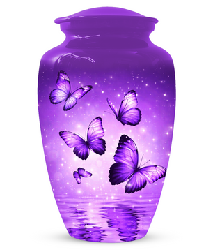 Purple Butterfly Memorial Urn for Ashes, Custom Butterfly Cremation Urn