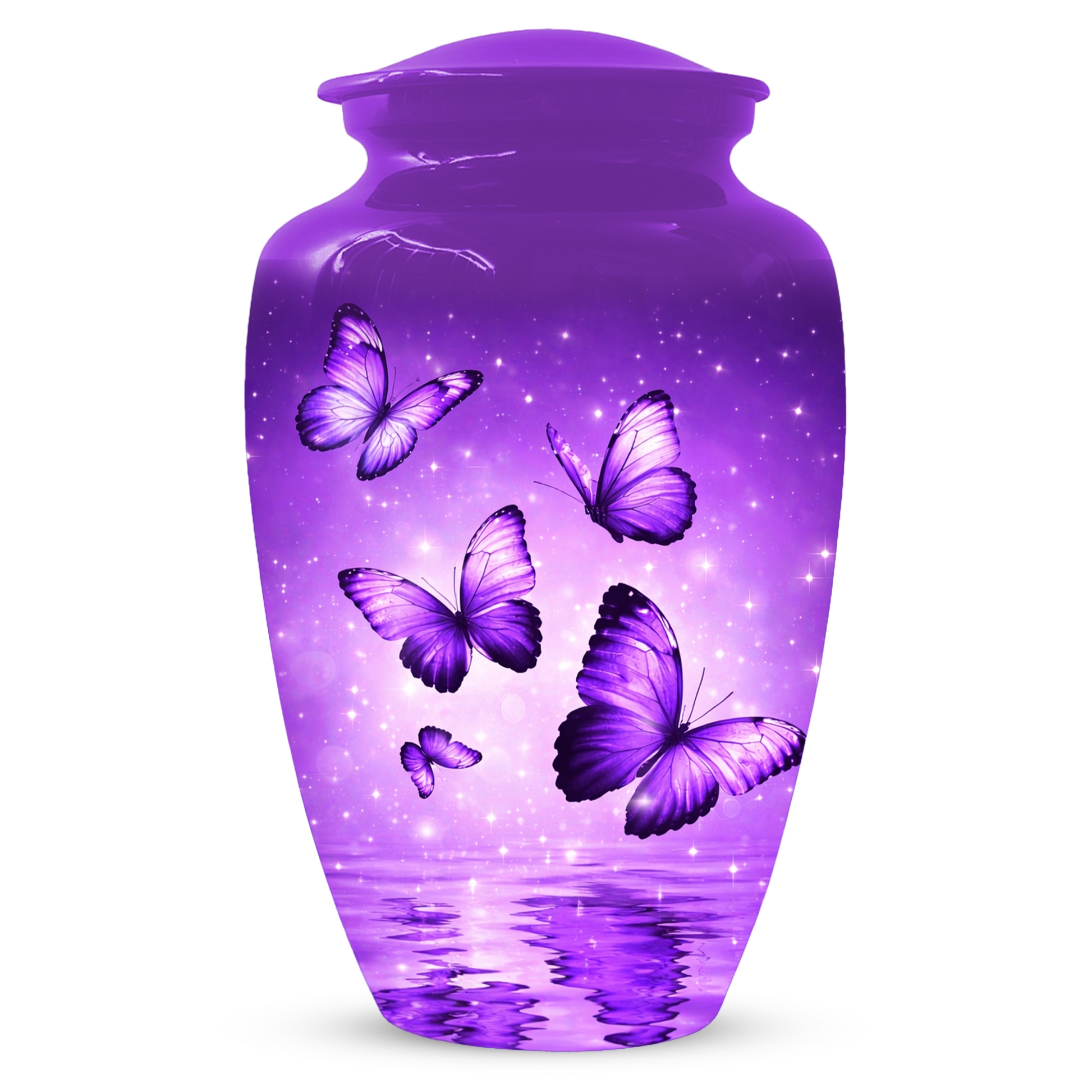 Purple Butterfly Memorial Urn for Ashes, Custom Butterfly Cremation Urn
