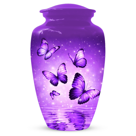 Purple Butterfly Memorial Urn for Ashes, Custom Butterfly Cremation Urn