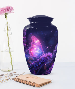 Purple Butterfly Urn for Human Ashes | Elegant Purple Butterfly Cremation Urn for Adult Ashes