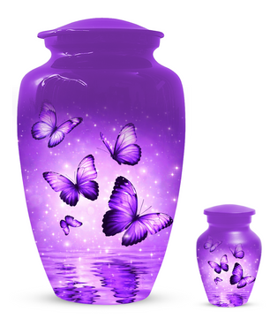 Purple Butterfly Memorial Urn for Ashes, Custom Butterfly Cremation Urn