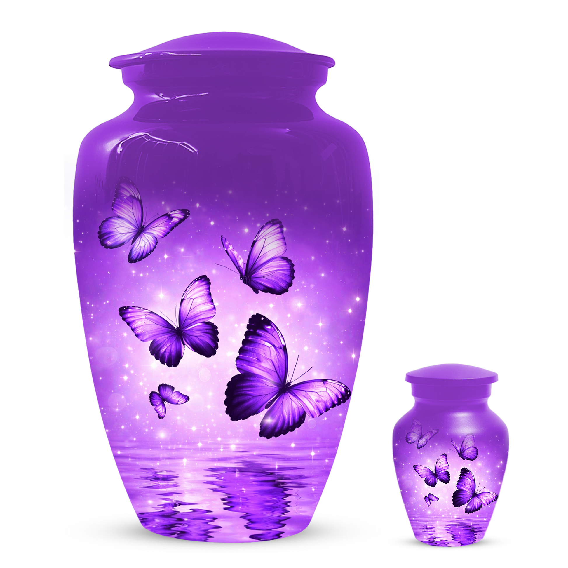 Purple Butterfly Memorial Urn for Ashes, Custom Butterfly Cremation Urn