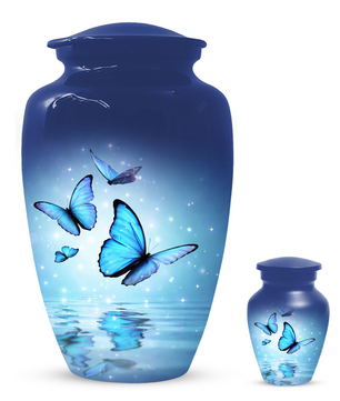 Blue Butterfly Urn for Ashes, Custom Butterfly Cremation Urn, Memorial Urn for Mom