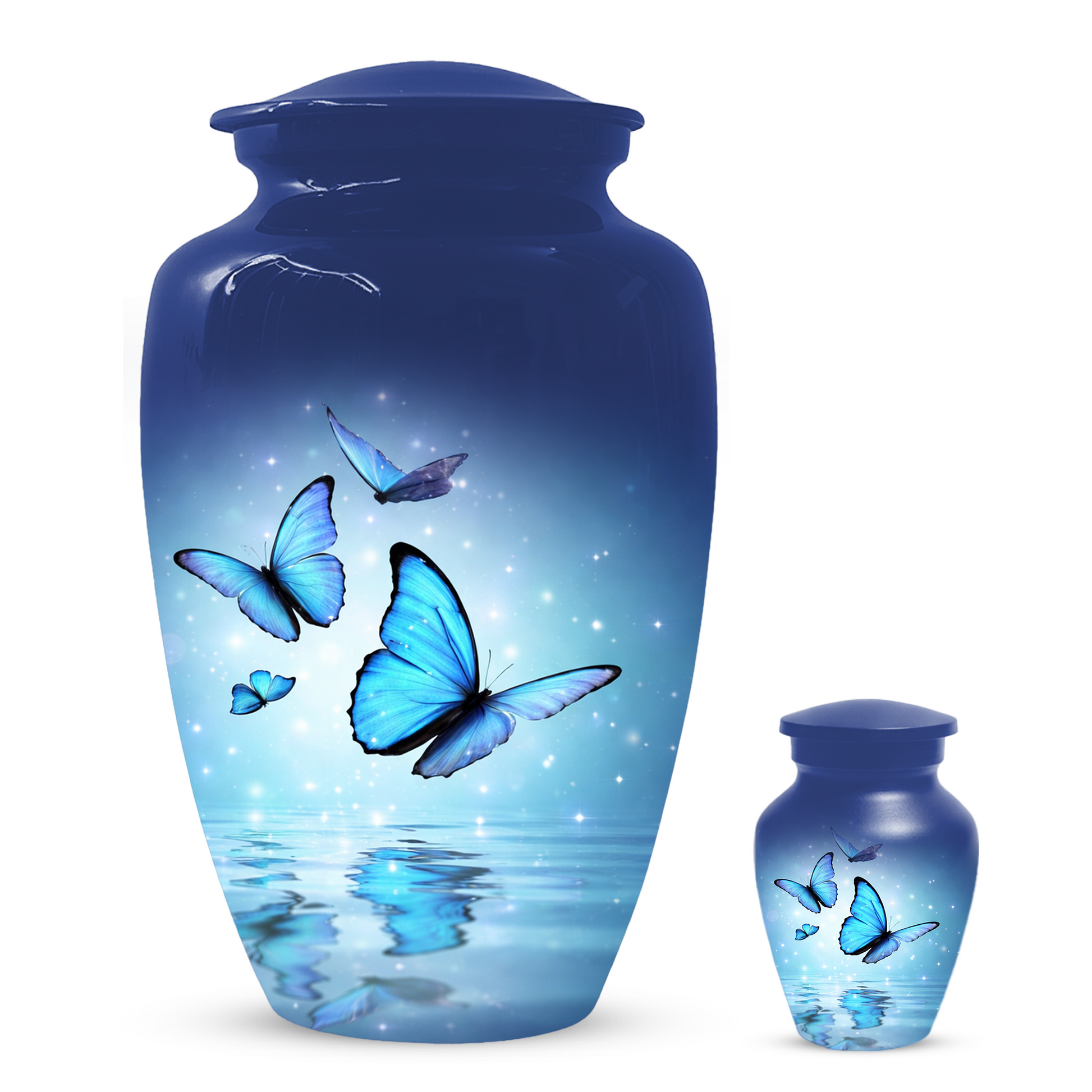 Blue Butterfly Urn for Ashes, Custom Butterfly Cremation Urn, Memorial Urn for Mom