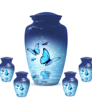 Blue Butterfly Urn for Ashes, Custom Butterfly Cremation Urn, Memorial Urn for Mom
