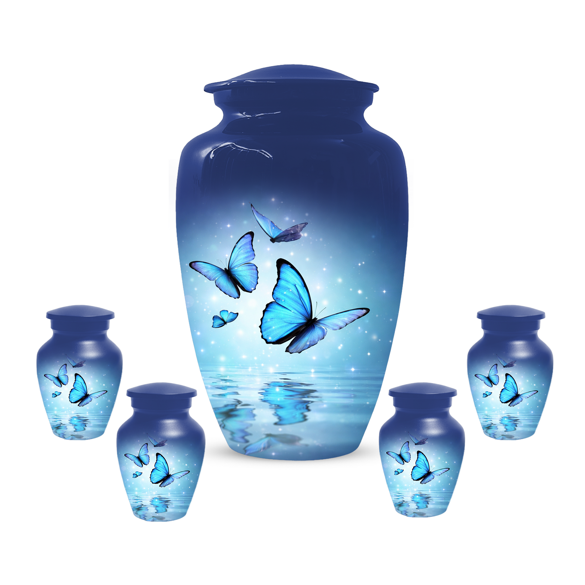Blue Butterfly Urn for Ashes, Custom Butterfly Cremation Urn, Memorial Urn for Mom