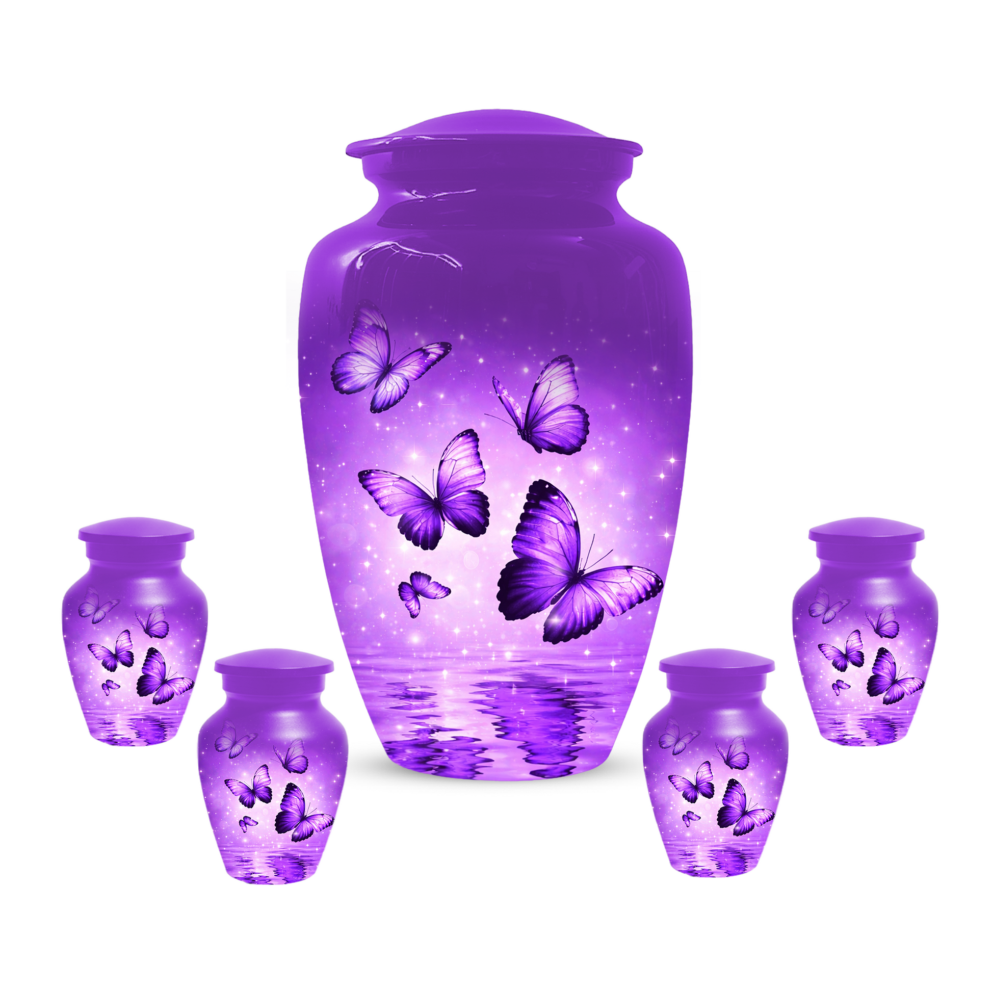 Purple Butterfly Memorial Urn for Ashes, Custom Butterfly Cremation Urn