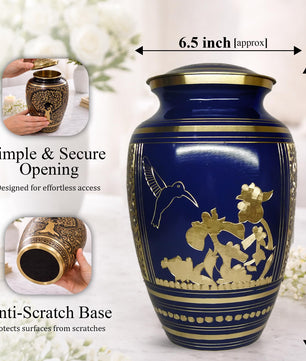 Brass Urns for Human Ashes Adult Male, (Multiple Themes, Brass Urn for Ashes, Variation 03)
