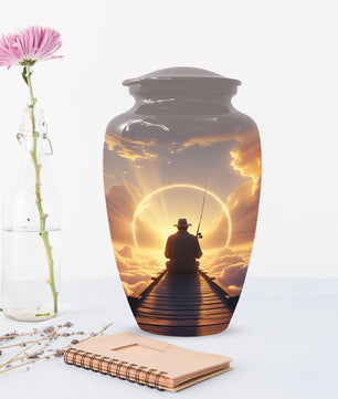 Gone Fishing in Heaven Urn for Dad | Custom Fisherman Memorial Urns For Male