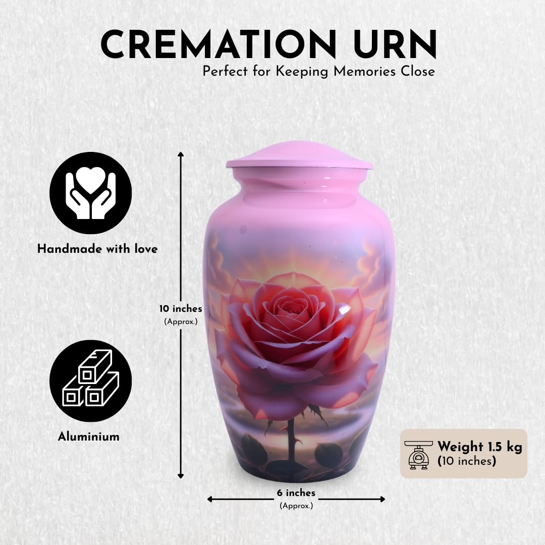 Pink Rose Urns for Human Ashes Adult Female, Rose Flower  Urn for Ashes