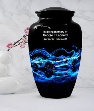 Blue Sports Car Urn for Dad – Custom Car Keepsake Urns for Human Ashes