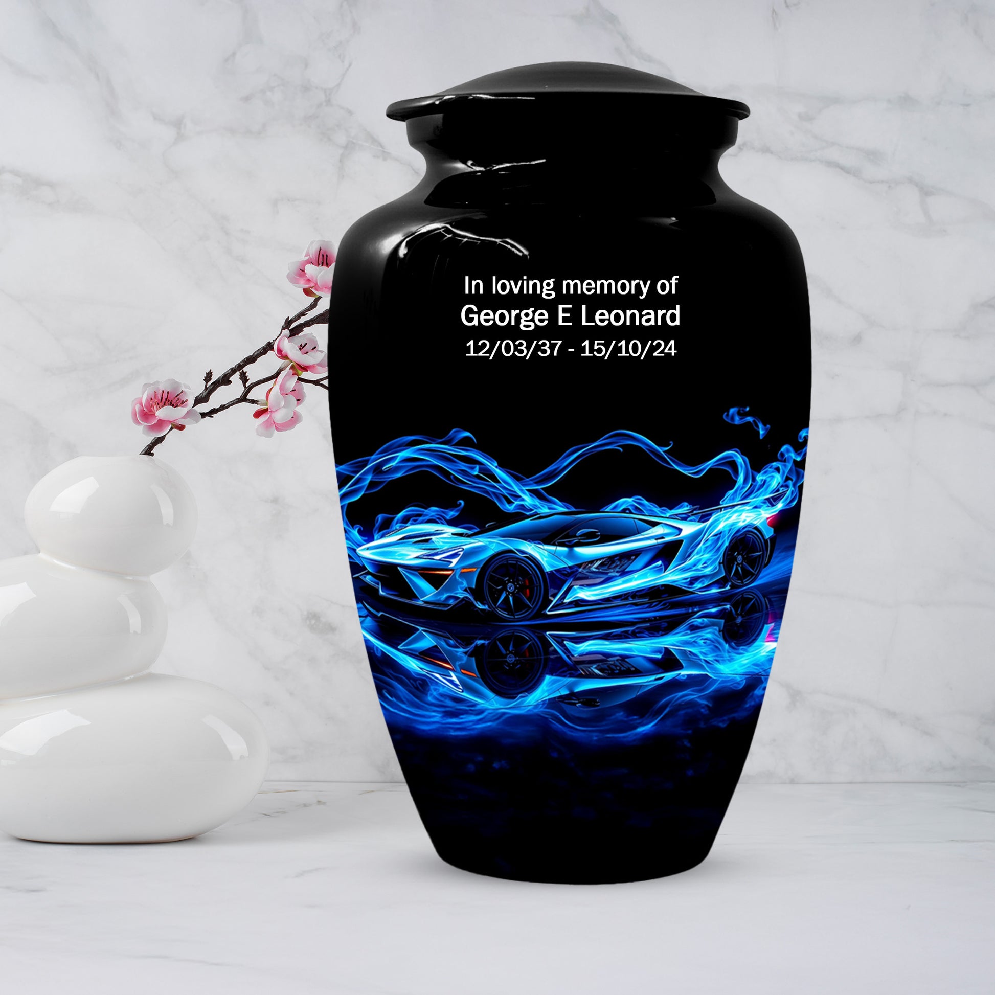 Blue Sports Car Urn for Dad – Custom Car Keepsake Urns for Human Ashes
