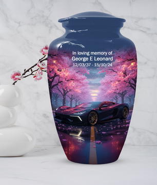 Personalized Sports Car Urn for Dad – Cherry Blossom Cremation for Ashes| Luxury Car Memorial Urns for Father