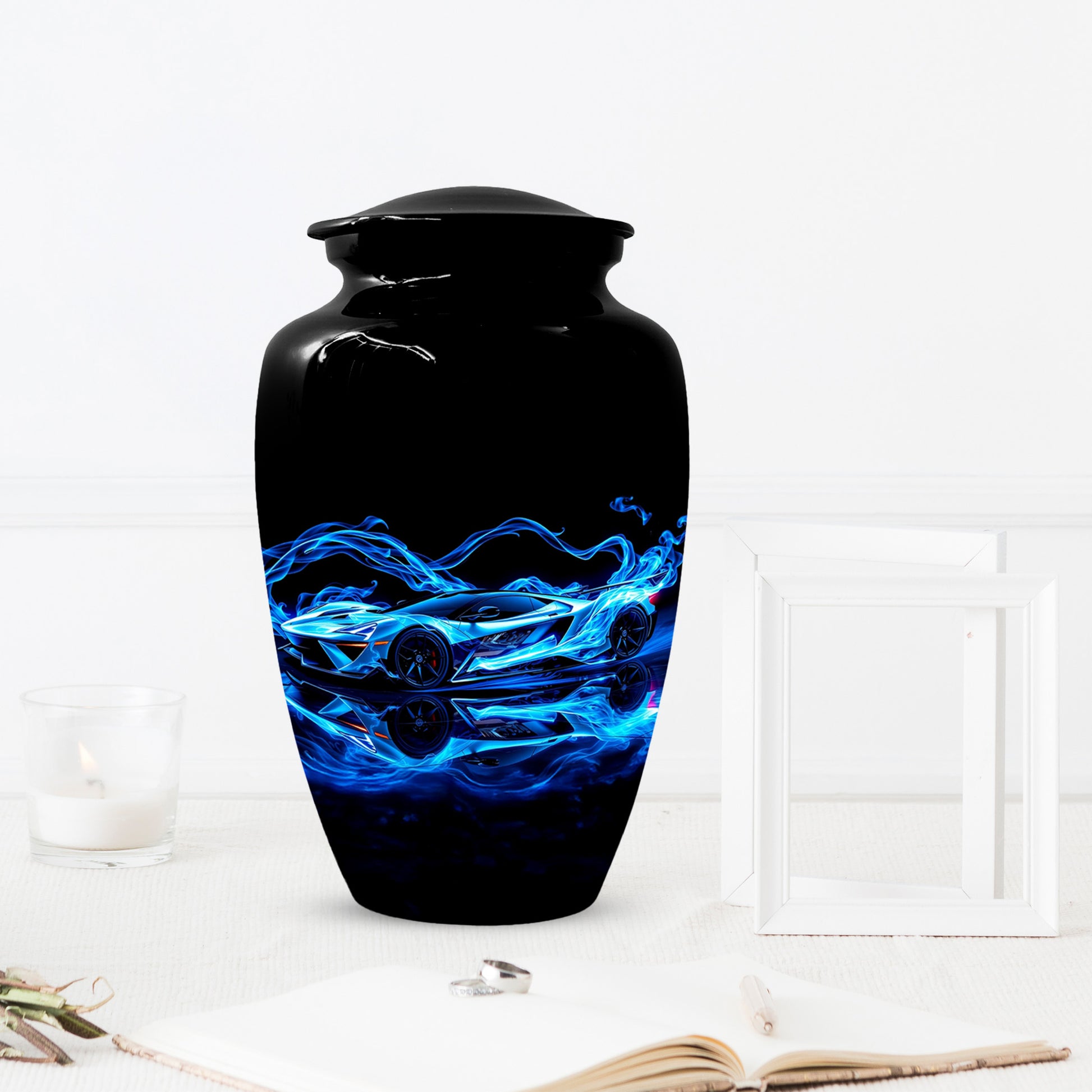 Blue Sports Car Urn for Dad – Custom Car Keepsake Urns for Human Ashes