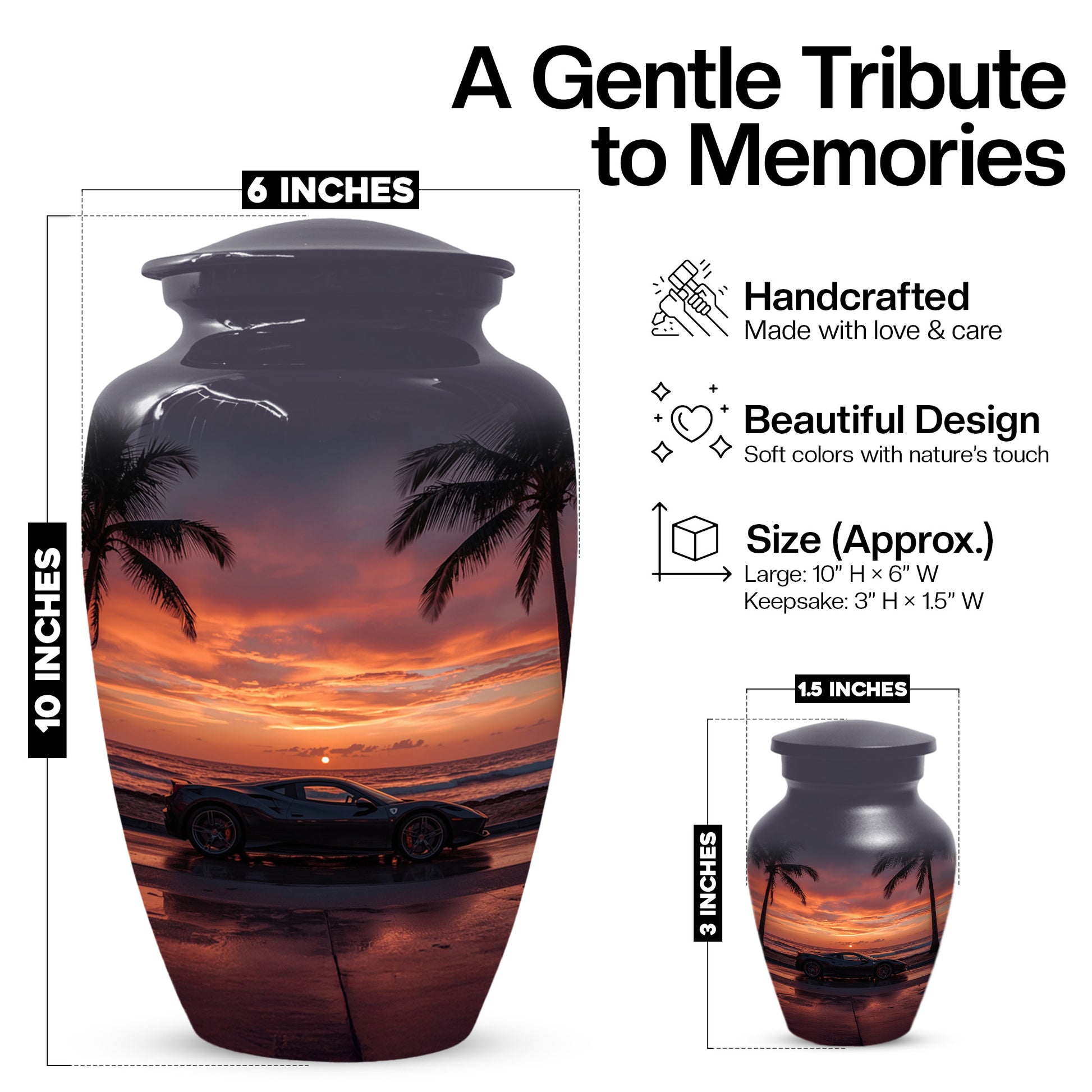 Classic Car Urns for Dad- Sports Car Memorial Urn for Father Ashes