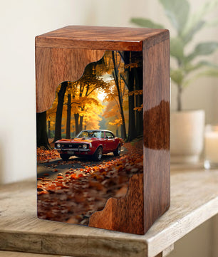 Wooden Cremation Urn – Classic Car Memorial Design | Custom Wooden Urn for Human Ashes