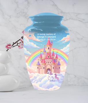 Unicorn Urn for Mom, Rainbow Cremation Urn, Custom Memorial Urn for Human Ashes,