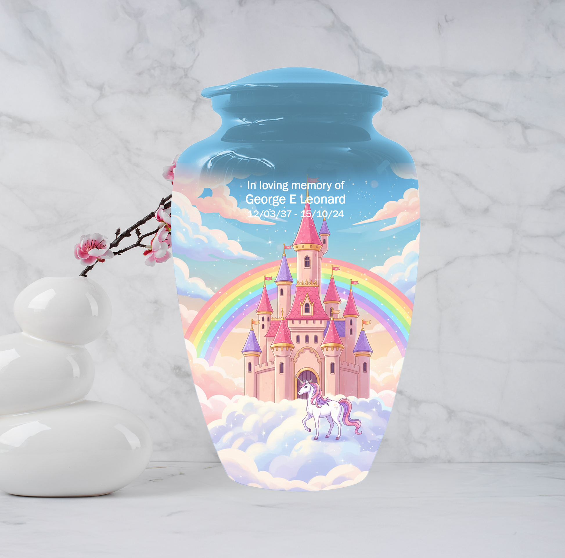 Unicorn Urn for Mom, Rainbow Cremation Urn, Custom Memorial Urn for Human Ashes,