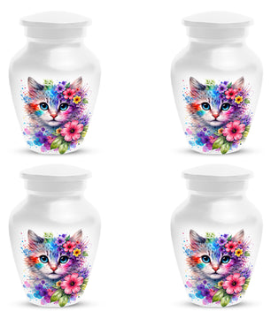 Cat Urn for Ashes - Personalized Cat Memorial Keepsake | Colorful Floral Cat Cremation Urns