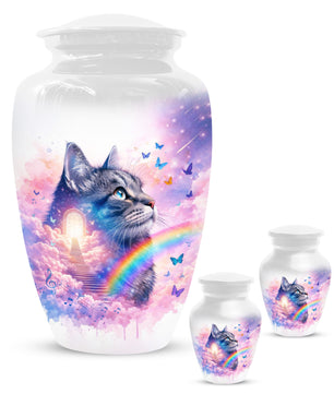 Rainbow Cat Urn for Ashes- Personalized Pet Memorial |Custom Cremation Keepsake for Cats