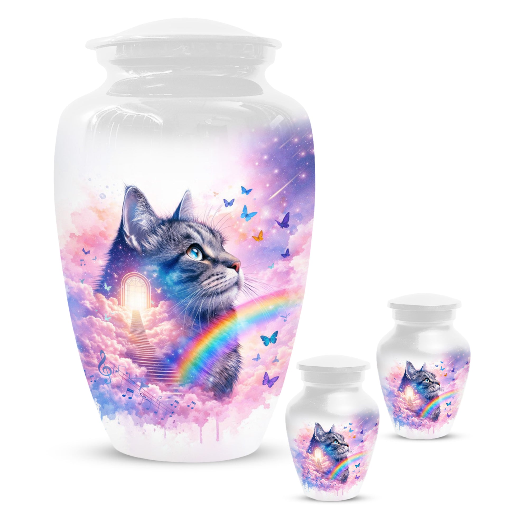 Rainbow Cat Urn for Ashes- Personalized Pet Memorial |Custom Cremation Keepsake for Cats