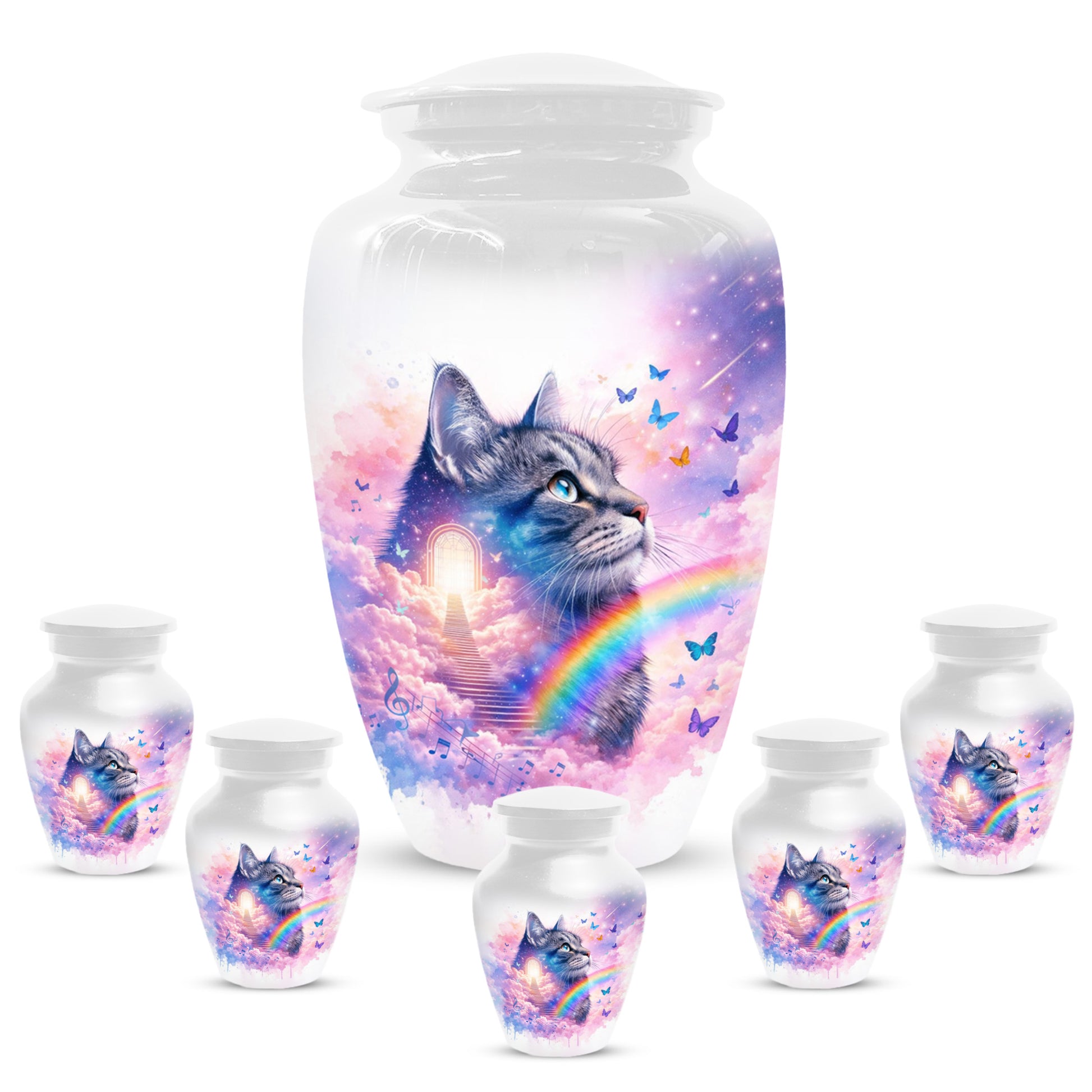 Rainbow Cat Urn for Ashes- Personalized Pet Memorial |Custom Cremation Keepsake for Cats