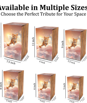 Orange Cat Urn For Ashes - Kitten Keepsake Urns Box For Pet Memorial